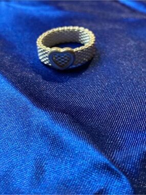 Tiffany & Co. Sterling Heart Mesh Ring in Silver on Blue